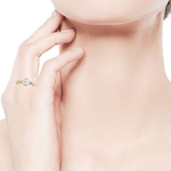 Moonstone with Diamond 14K Gold Ring Unworn - Picture 5 of 6